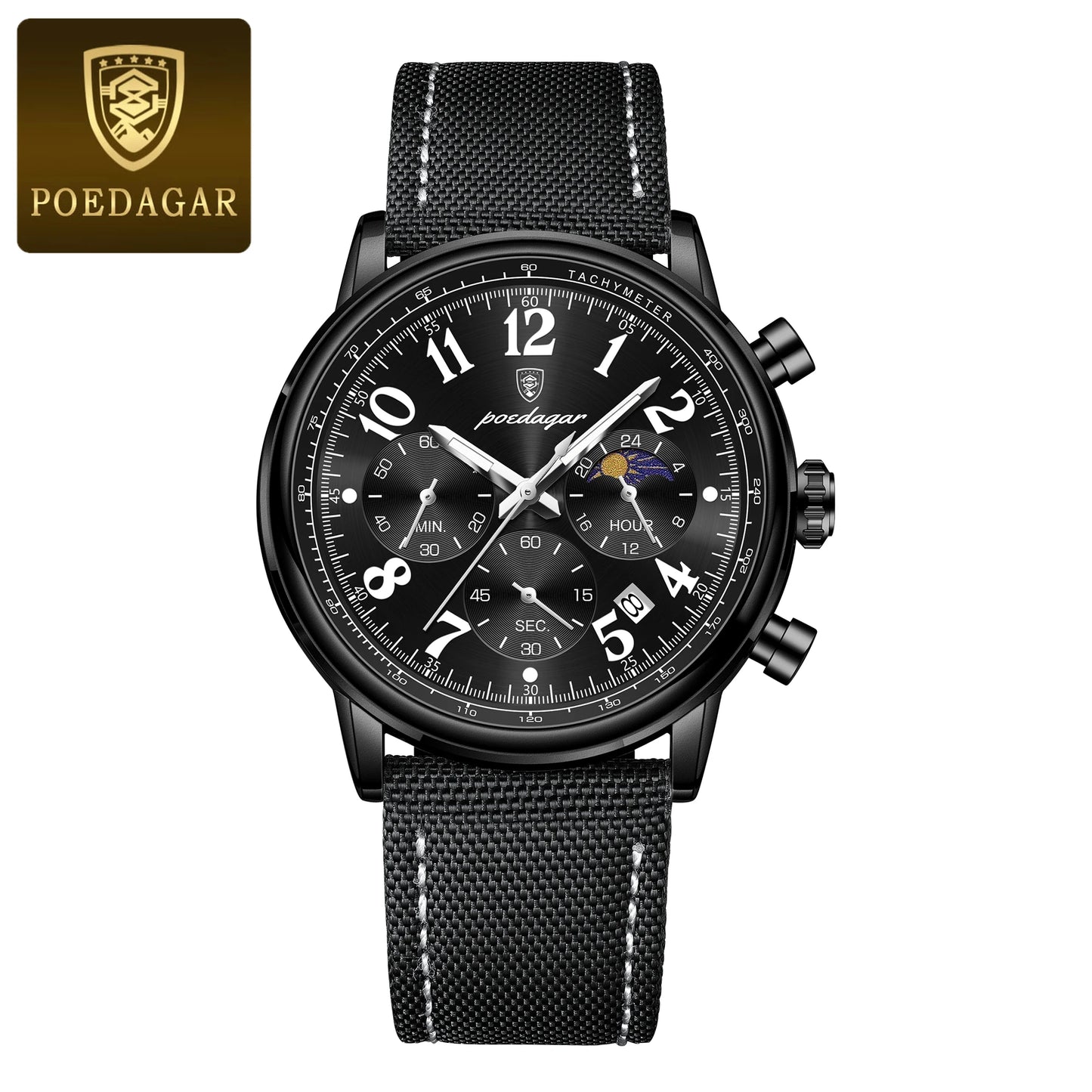 POEDAGAR Luxury Military Sports Watch for Man Waterproof Luminous Chronograph Date Men's Watches Quartz Nylon Leather Men Clock