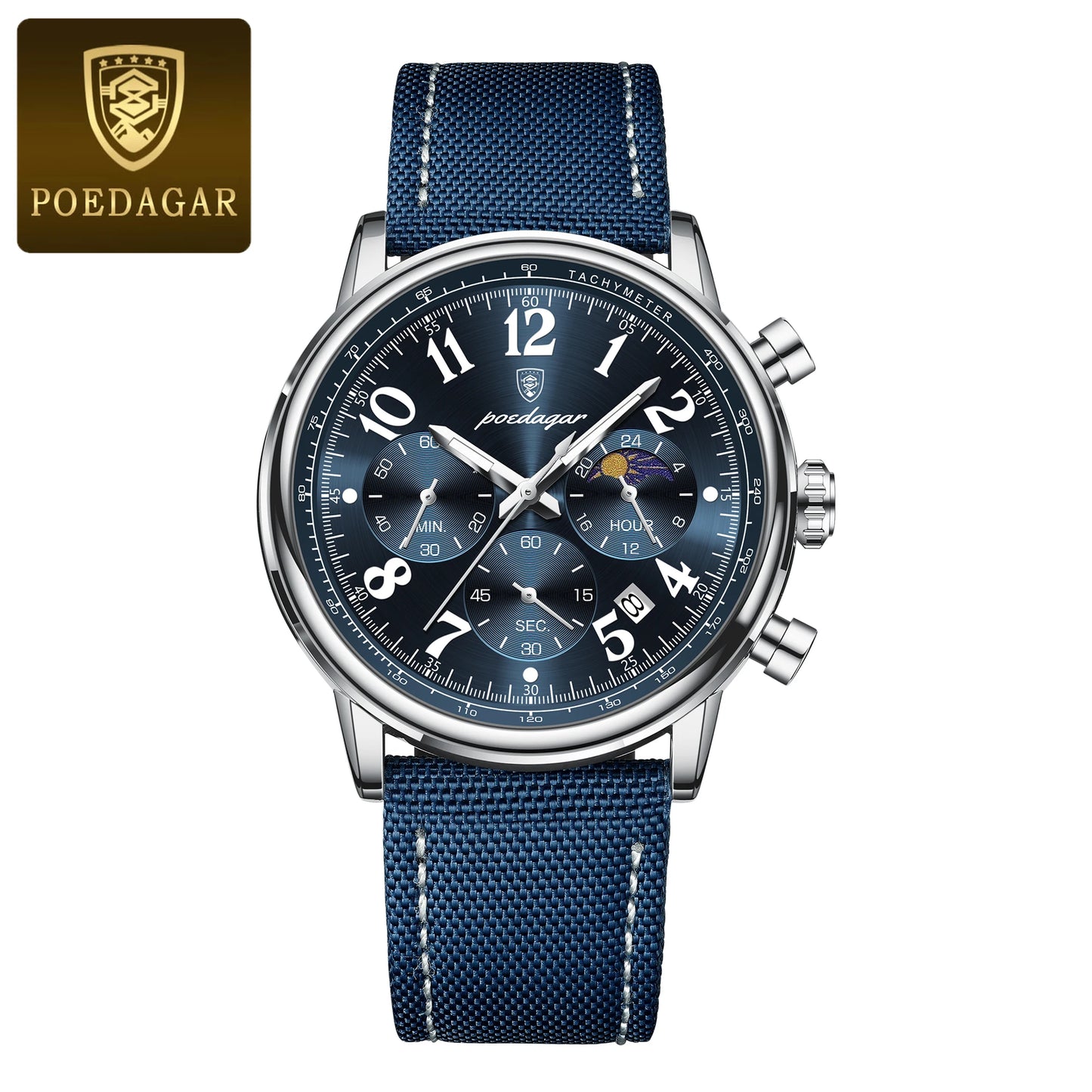 POEDAGAR Luxury Military Sports Watch for Man Waterproof Luminous Chronograph Date Men's Watches Quartz Nylon Leather Men Clock