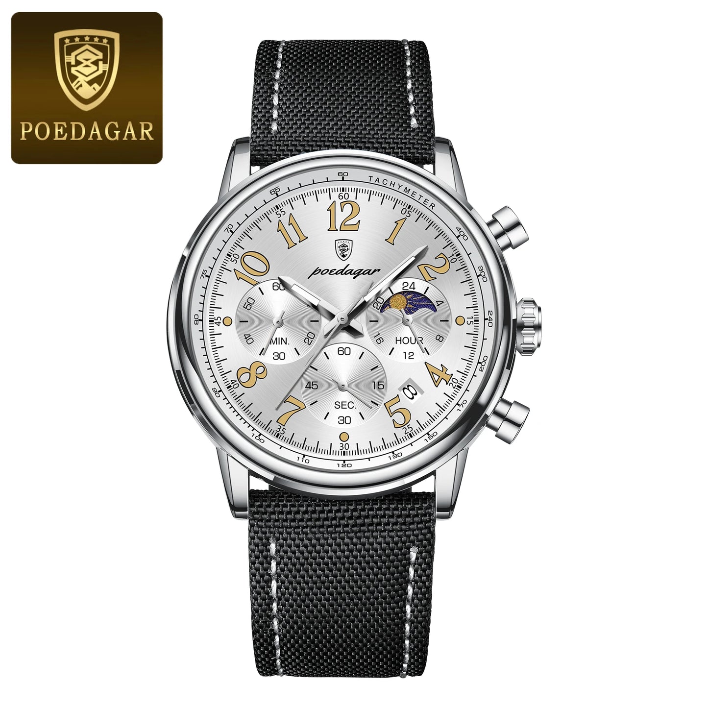 POEDAGAR Luxury Military Sports Watch for Man Waterproof Luminous Chronograph Date Men's Watches Quartz Nylon Leather Men Clock