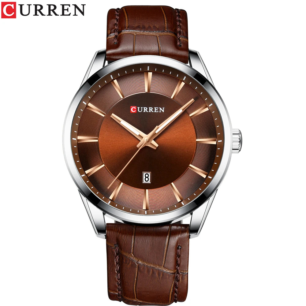 CURREN Quartz Watches for Men Leather Strap Male Wristwatches Top Luxury Brand Business Men's Clock  45 Mm Reloj Hombres