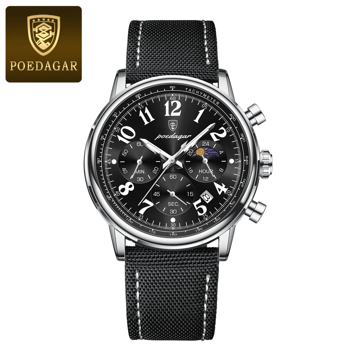 POEDAGAR Luxury Military Sports Watch for Man Waterproof Luminous Chronograph Date Men's Watches Quartz Nylon Leather Men Clock